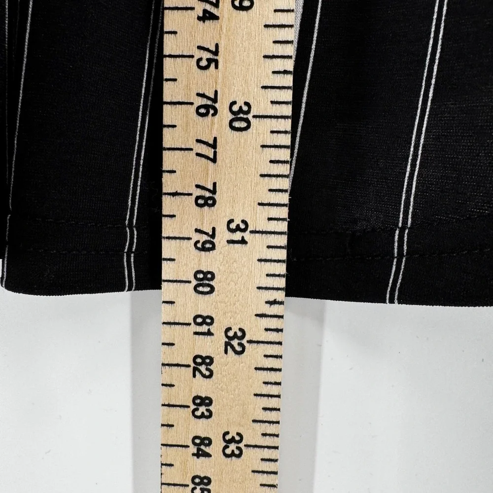 Black White Tunic Top Striped Split Sleeve V Neck Women L XL Career Office NWT - Picture 9 of 11